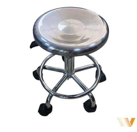 Ghế nấm mặt inox ( chân bánh xe)