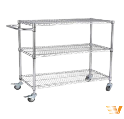 Xe đẩy inox 3 tầng (có bánh xe)