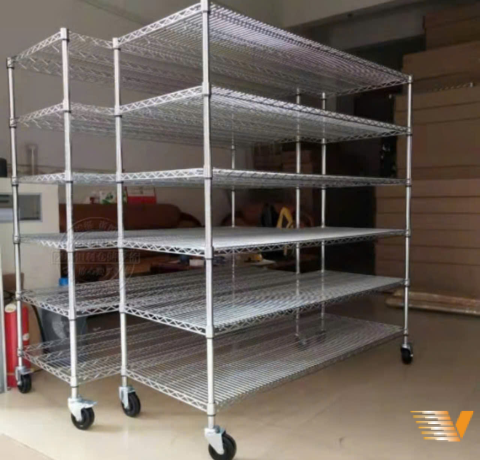 Xe đẩy inox 6 tầng (có bánh xe)